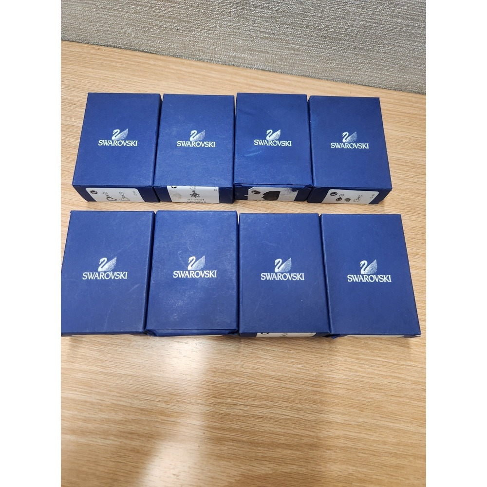 Swarovski Lot 8 EMPTY Jewelry Charms Boxes Mixed Lot With Inner Boxes Swan Logo